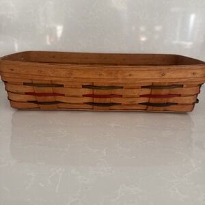 Vintage Longaberger Basket Size 14.5 Inch With Red, Blue, Green Rectangle 1994